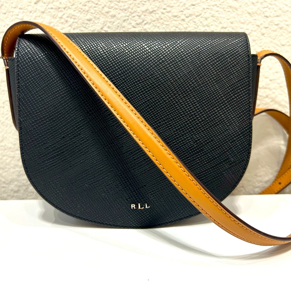 Lauren Ralph Lauren Leather Mini Caley Saddle Crossbody Bag - Black